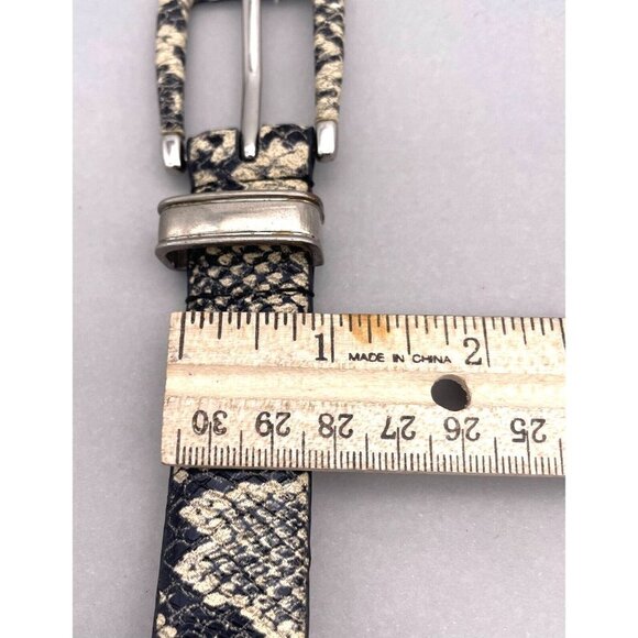 Women Snake Embossed Leather Lined Belt Adjustable Tan Black 38 Inch - Picture 4 of 4
